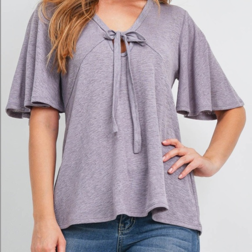 Lavender Butterfly Half Sleeve Top